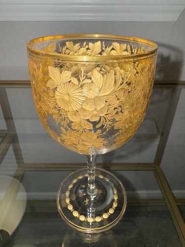 Antique Moser Bohemian - Gold Floral Water Goblets/Wine Glasses 6", Set of 8 - Bild 6 von 12