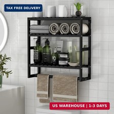 Towel Rack Bathroom Storage Shelves Over The Toilet with Towel Bar 100 Bamb