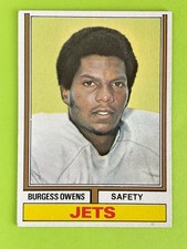 Burgess Owens 1974 Topps Rookie Football Card #175 - New York Jets Safety. rookie card picture