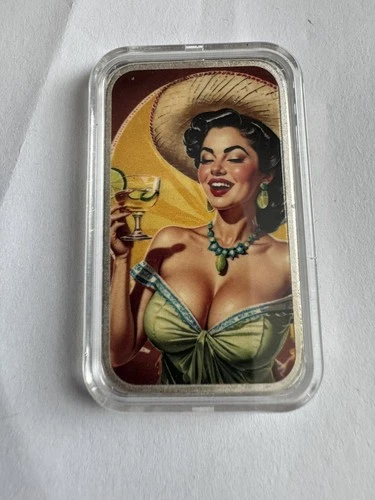 Tequila Shots Colorized 1 oz Silver Bar by Black Hand Bullion (in case)