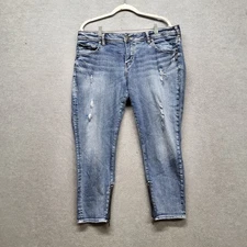 Silver Jeans Co. Women Jeans 16/L25 Blue Denim KENNI Distressed Cropped