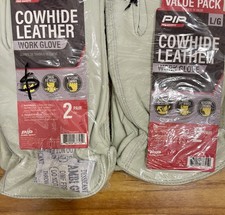 Lot Of 2 PIP Pro Safety Men's Cowhide Leather Work Gloves Sealed