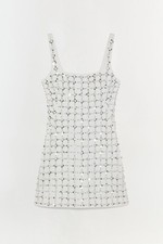 SIMKHAI Ziva Embellished Mini Dress White Sequin Size 6 NWT Mild Defects