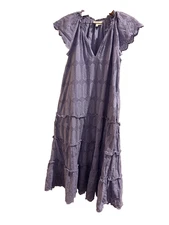 Cleobella Alma Eyelet Dress Size Large Blue Purple maxi