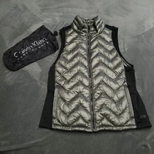Calvin Klein Premium Down Performance Quilted Full Zip Vest Jacket Large W/Bag