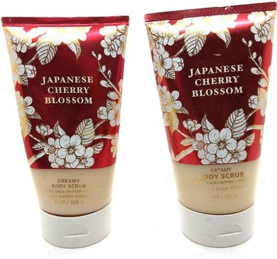 2-Pack Bath & Body Works JAPANESE CHERRY BLOSSOM Creamy Body Scrub - 8 oz
