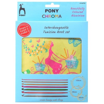 Pony Chroma 15 Cm Gelbes Zyklus-Design Häkelnadel-Set 3 6 Mm