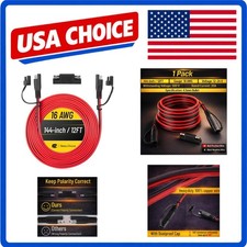 Bates SAE to SAE Extension Cable 12 FT 16 AWG 2-Pin Quick Connect Solar