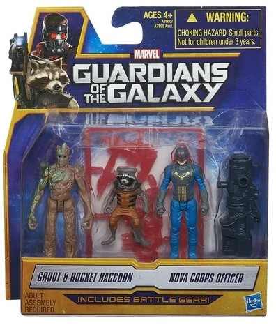 Marvel Guardians Of The Galaxy Groot, Rocket Raccoon Nova Corps Officer 3-Pack - Picture 1 of 2