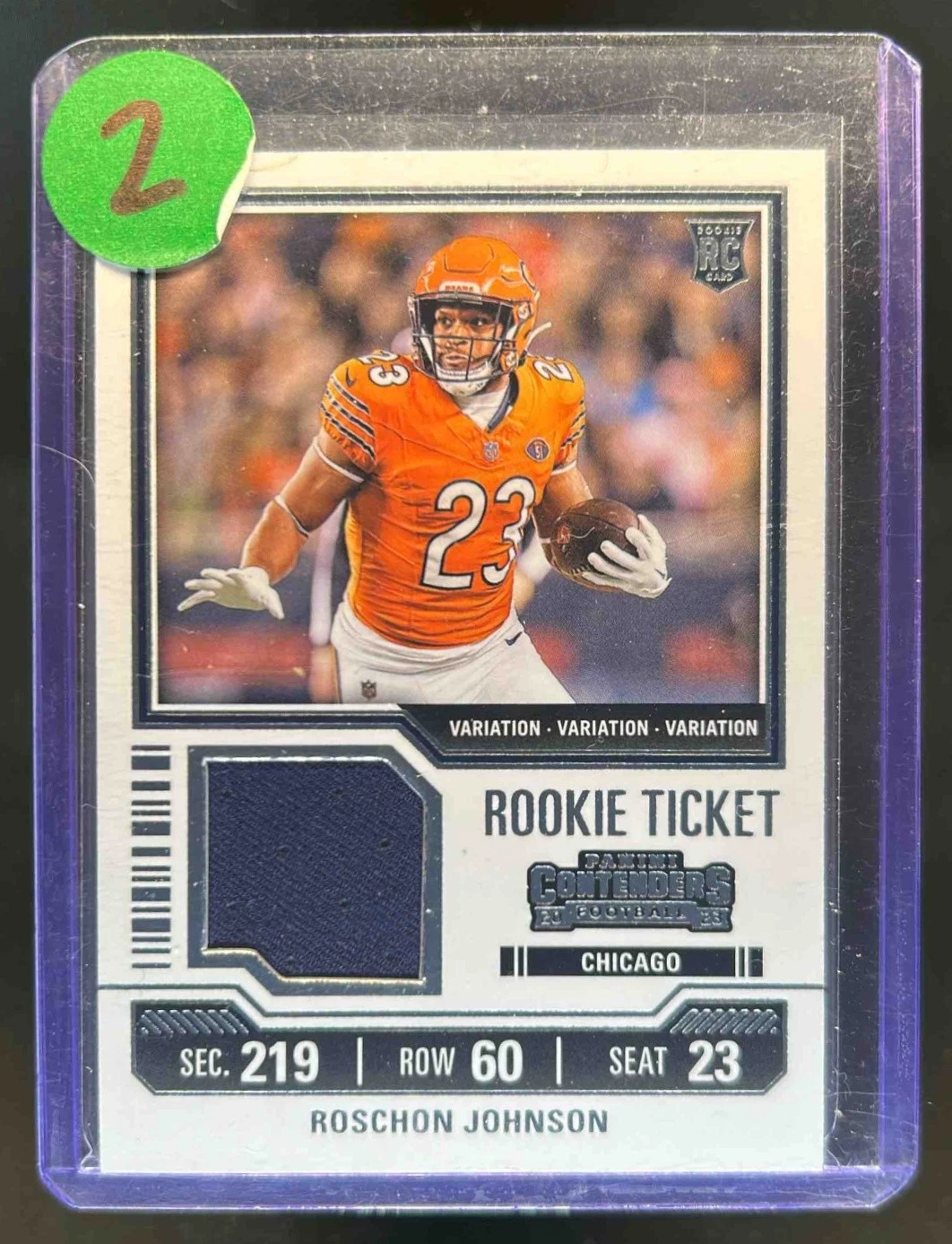 Roschon Johnson Panini Contenders Rookie Ticket Swatches #TS29V Variation-Autograph