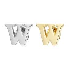 2Pcs Letter W Lapel Pins Initial Alphabet Lapel Collar Pins Gold/Silver