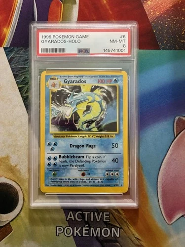 VINTAGE POKEMON CARD 1999 BASE SET UNLIMITED #6 GYARADOS-HOLO PSA 8 ONE OWNER