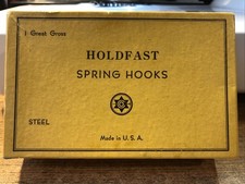 Holdfast Spring Hooks ~ Steel White Size 3 Vintage Made in the USA Box Not Full