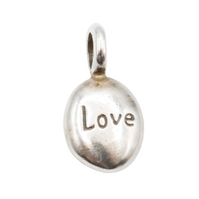 Kleiner Sterling Silber Charm Anhänger ''Love'' - Minimalistische Liebesmedaille