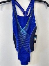 Nike One Piece Swimsuit Women's 36 HydraStrong Blue Purple Poly Fast Back New