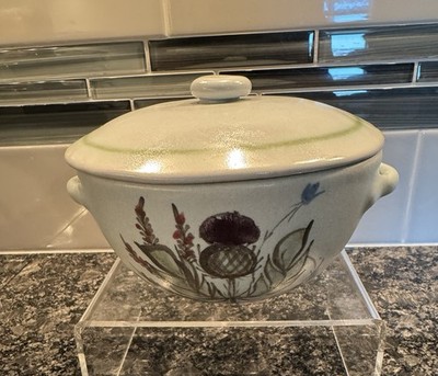 BUCHAN Portobello Scotland Stoneware THISTLEWARE Soup Bowl w/Handles & Lid READ