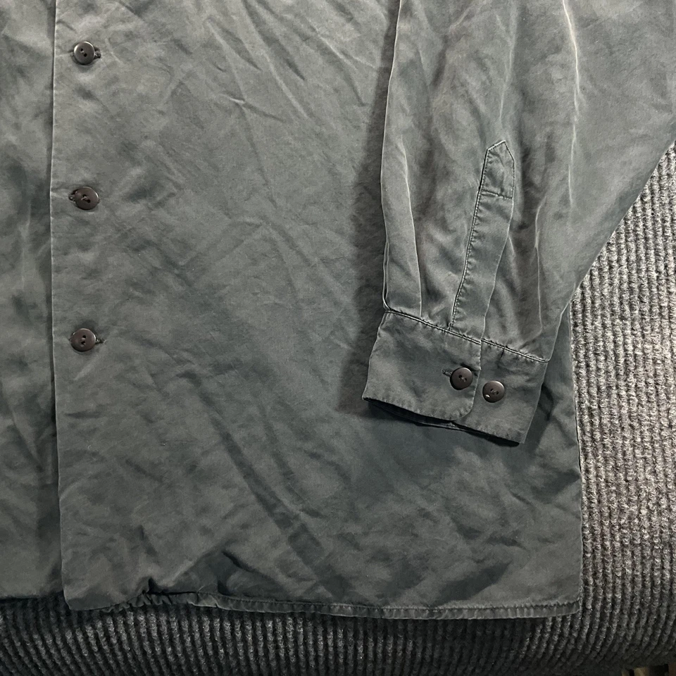 Camisa Tulliano Para Hombres 2XL Gris 100% Seda Abotonada Manga Larga Bolsillo Informal XXL Foto 2 de 4