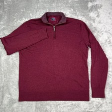 UNTUCKit Pullover Men Large Maroon Belguardo 100 Extra Fine Merino Wool 1/4 Zip