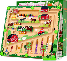 Magnetic Color and Number Maze, Montessori Wooden Toys for Ages 2-4,Sensory Toys
