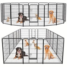 8 Panel Dog Playpen Fence Outdoor 32" Heavy Duty Exercise Pen for RVCamping Yard