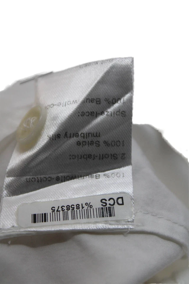 Camisa Akris Mujer Botón Frontal Manga 3/4 Cuello Blanco Algodón Talla 8 Foto 4 de 4