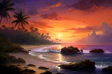Seascape Wave Beach Sunset Canvas Home Decor Wall Art Print Poster Painting 080