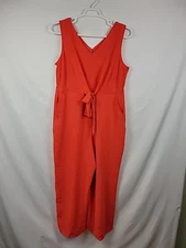 MSK Orange Sleeveless V Neck Knotted Front Wide Leg Jumpsuit Women's Plus 1X