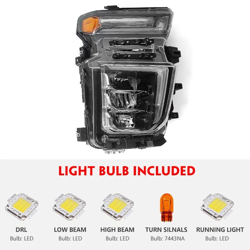 For Chevy Silverado 2500HD 3500HD 2020-2023 FULL LED Headlights Assembly W/ Bulb Foto 2 de 4