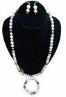 Necklace Bracelet & Pierced Dangle Earrings 3pc Set Pastels Costume Jewelry