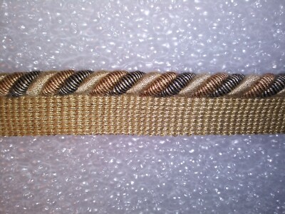 8 yards CORD W/ LIP 3/8'' - BEIGE/GOLD/BROWN/BLACK - Upholstery Fabric Trim