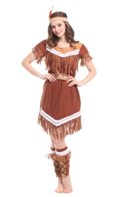 Damen Indianer Kleid Kostüm Henne Halloween Damenkostüm Outfit