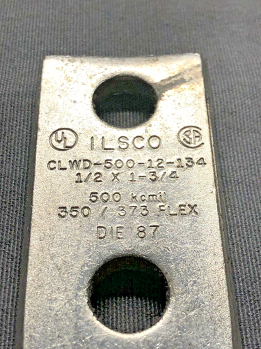(2) Ilsco CLWD-500-12-134 Copper Compression Lugs Size 500 2 X 1/2" Hole Long - Picture 2 of 2