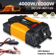 6000W Car Power Inverter 12V DC to 110V AC Power Sine Wave Converter Transformer