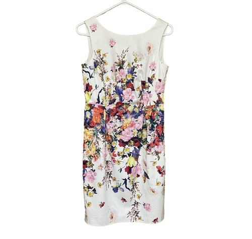 Talbots Women Size 4 Petite Multicolor Floral Sleeveless Sheath White Dress NWT