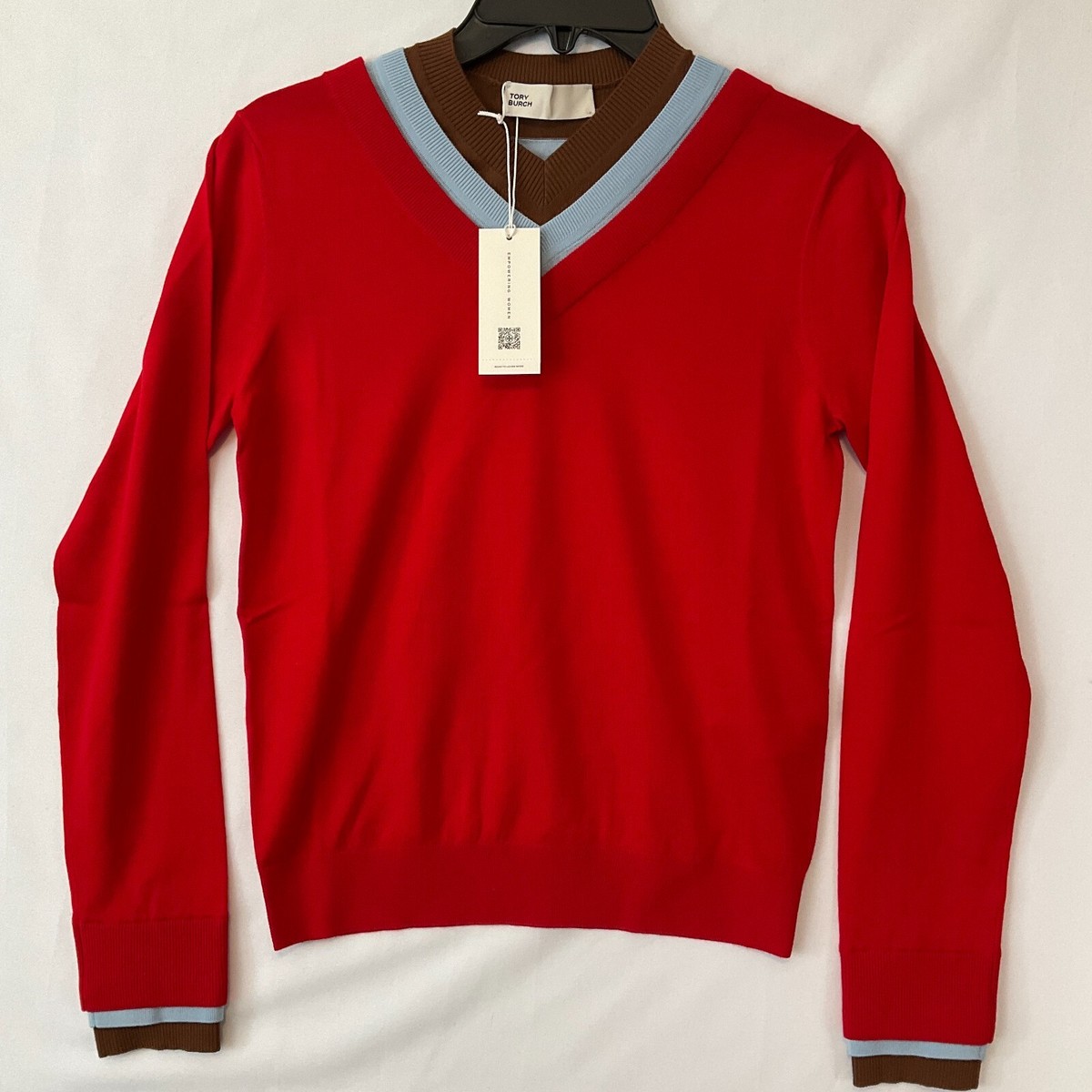 Tory Birch Sweater Red Womens Size XS Triple Layer