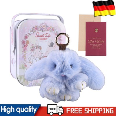 Fluffy Bunny Trinket Key Chain Charm Lovely Keyring Pendant Bunny Lulu Keychain