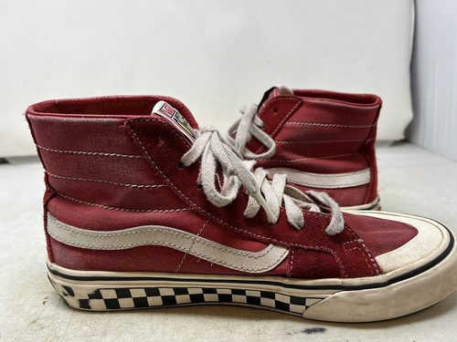 Vans Authentic Womens Mid Top Casual Skate Shoes “Off The Wall” Red Size 9.5 - Picture 9 of 13