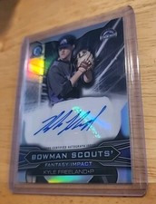 2015 BOWMAN CHROME KYLE FREELAND ROOKIE AUTO BOWMAN SCOUTS REFRACTOR /99 ROCKIES