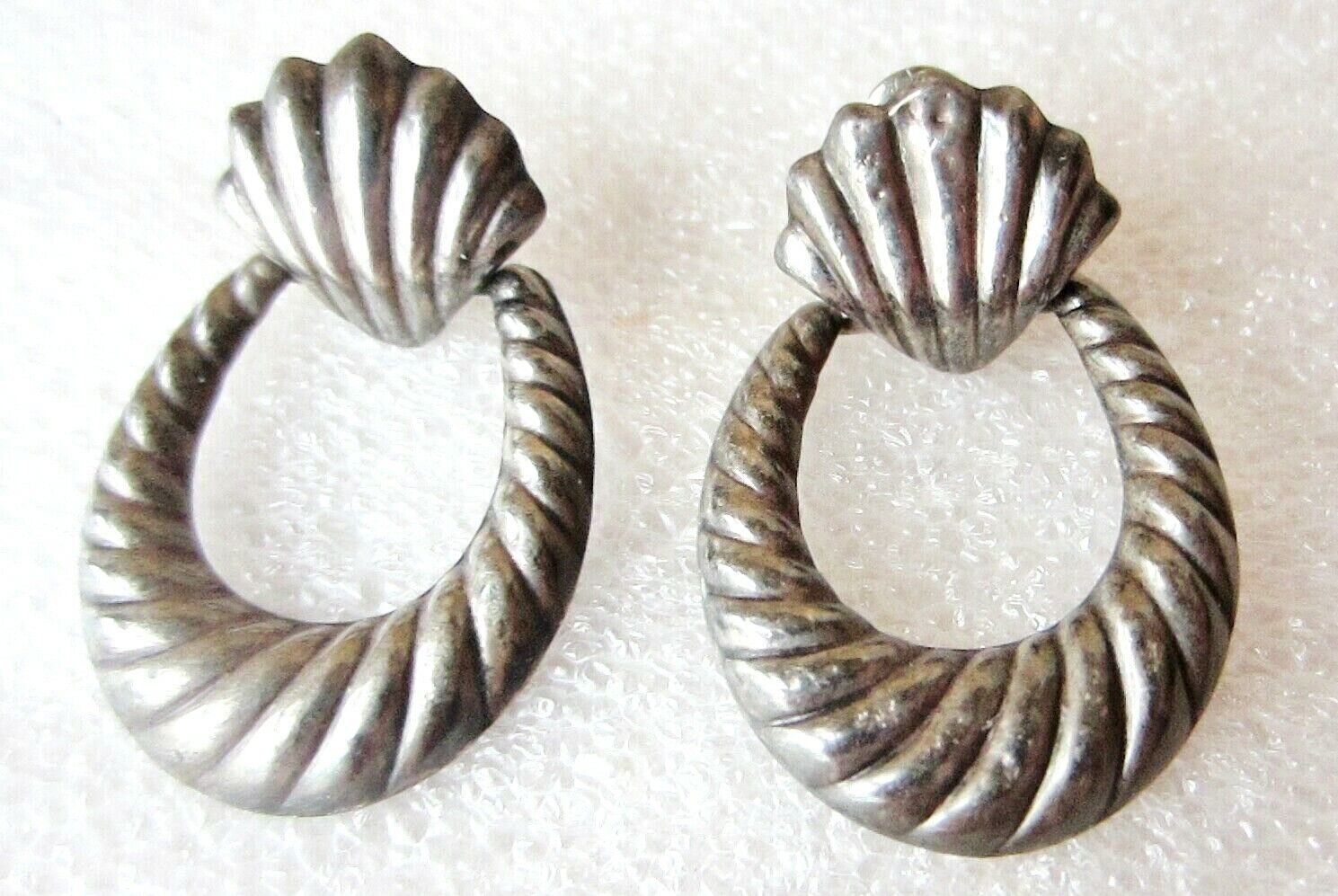 Vintage Sterling Silver SE 925 Shell Dangle Earri… - image 4
