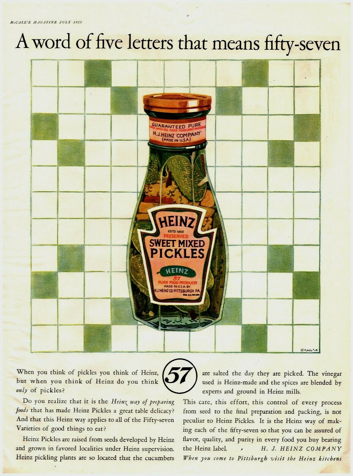 1925 Heinz Sweet Mixed Pickles Vintage Print Ad Crossword Puzzle eBay