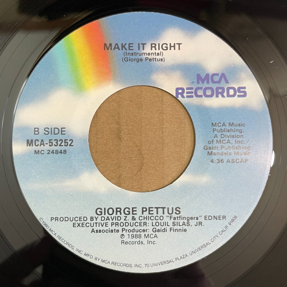 GIORGE PETTUS Make It Right / Instrumental 45 +PS MCA-53252 NEW