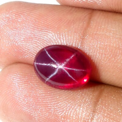 Regular Red Ruby Star 6 Rays Oval Cabochon 09.10 Cts. Loose Gemstone For Jewelry