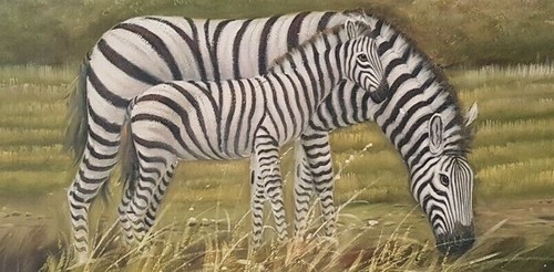 Dipinto a Mano Olio Su Tela ANIMALI E CACCIA 60x90 CM con telaio unico ART9 - 第 2/3 張圖片