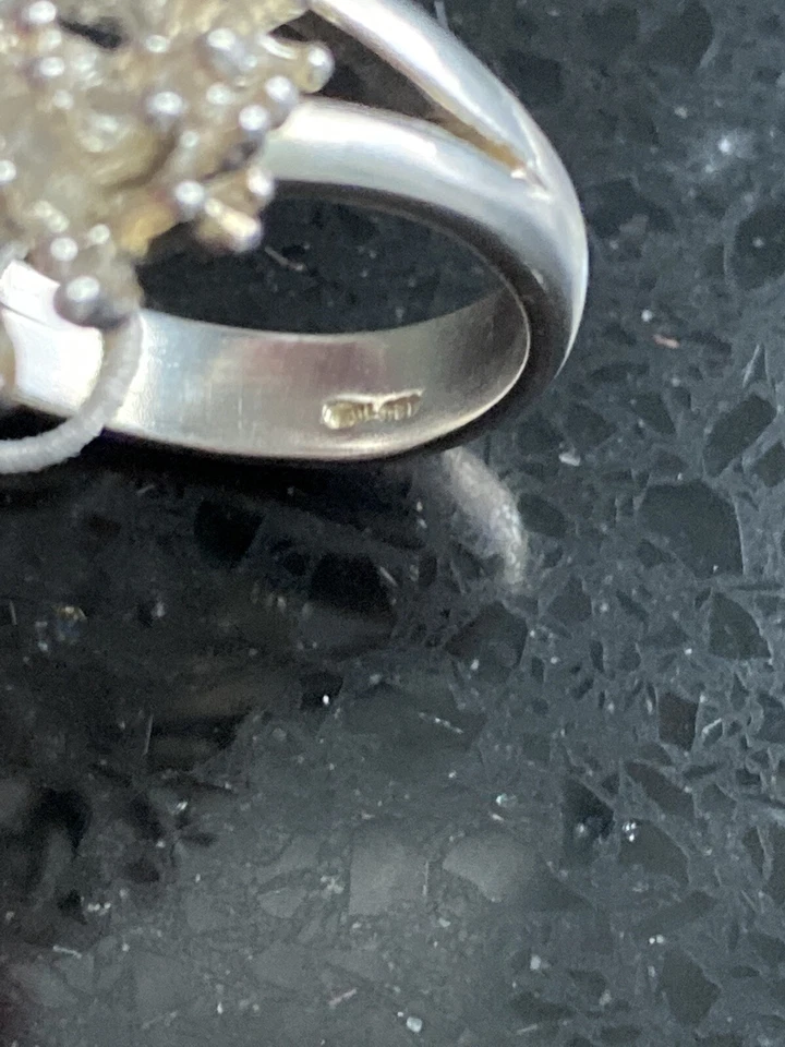 Arrecife de coral de playa de plata esterlina Teocalli esculpido con anillo de calcedonia azul talla 10 Foto 3 de 4