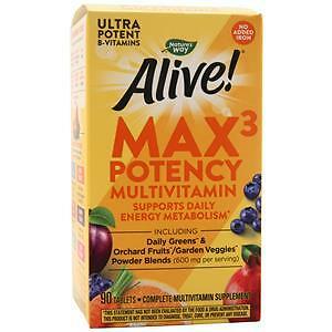 Natures Way Alive! Ежедневный мультивитаминный комплекс Max3 - Максимальная эффективность без железа, 90 таблеток