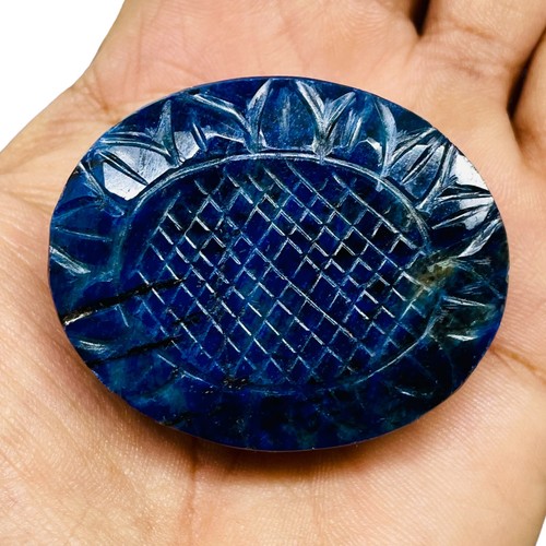 519 Cts Certified Natural Carved Blue Sapphire Rare Huge Pendant Size Gemstone - Picture 4 of 11