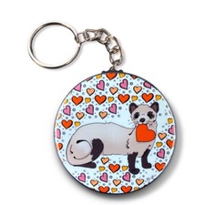 Ferret Heart Pattern Valentines Day Keychain Handmade Art Gift Accessory