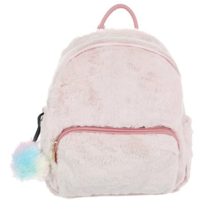 white fuzzy backpack