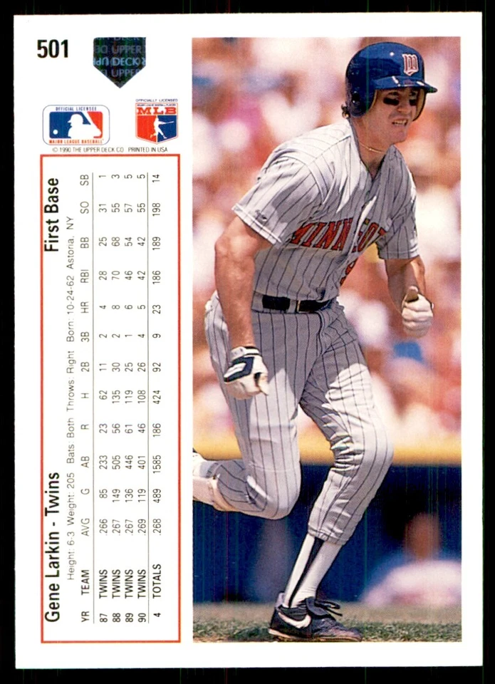 1991 Upper Deck Gene Larkin Baseball Cards #501 - Image 2 of 2