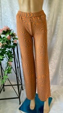 Urban Outfitters Orange Swirl Pattern Straight Leg Knit Trousers Size S FREE P&P